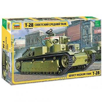 Zvezda 500783694-Depósito Pesado 1:35 T-28-Kit de construcción de plástico-Kit de Montaje-para Principiantes-Detallado, Color Gris
