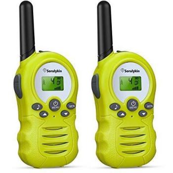 Sorulykin Walkie Talkies para niños de 8 canales, PMR 446MHZ sin licencia, hasta 3300 metros de alcance, interfono portátil, radio de 2 vías, equipo de aventura para acampar, caminar, juegos, 2 piezas