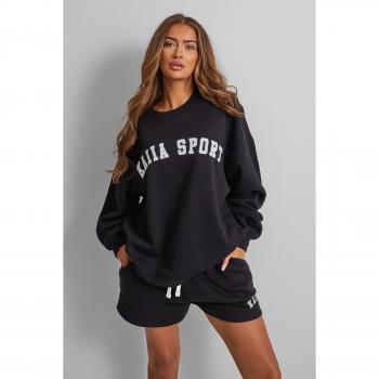 Kaiia Sport Slogan Sweatshirt Black UK 8