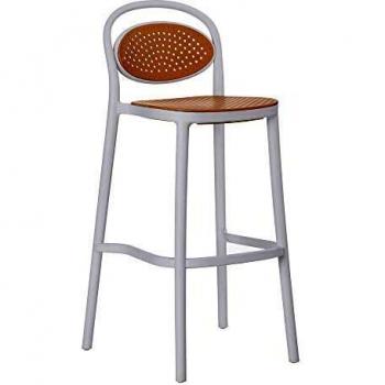Taburete Alto Respaldo Perforado Blanco de plástico PP de 50x52x103 cm - LOLAhome