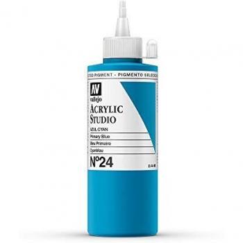 VALLEJO ACRYLIC STUDIO, PINTURA ACRÍLICA, 200ML, AZUL CYAN, Nº 24