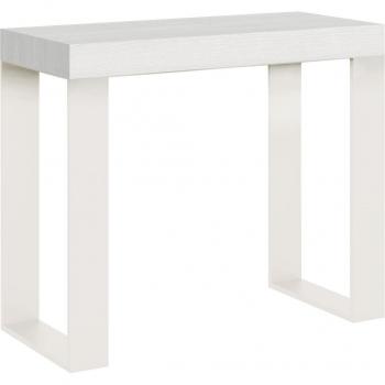 Consola extensible 90x40/196 cm efecto madera fresno blanco y estructura de hierro