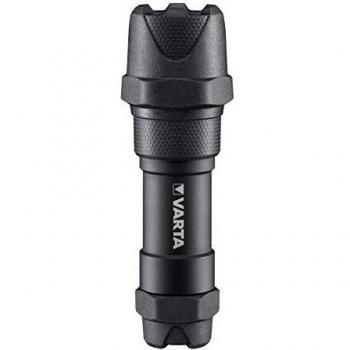 VARTA Indestructible F10 Pro 6 Vatios LED Linterna/Linterna de trabajo, incluye 3 pilas AAA de larga duración, resistente al agua y al polvo, absorbe impactos, carcasa de aluminio anodizado, negro