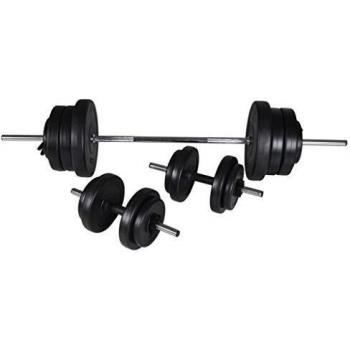vidaXL Set de Barra con Pesas y 2 Mancuernas 60,5 kg Fitness Musculación Gym