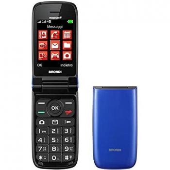 Brondi Magnum 4 Teléfono Móvil Básico Dual Sim Azul/Violeta, Pantalla 2.8, Cámara 1.3 MP, Flip Activo, Teclado Grande