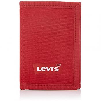 Cartera Levi's Batwing Trifold Negro y Rojo, Accesorio de Viaje – Cartera de Triple Pliegue Hombre, Talla Única