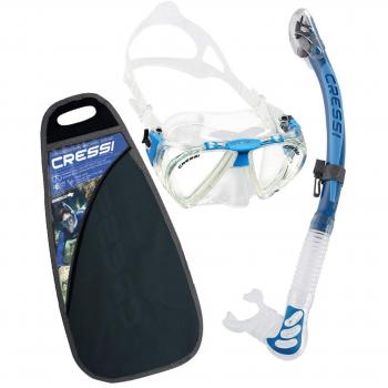 Cressi C/Set Penta + Alpha/ud Pack de Snorkel, Unisex, Transparente/Azul, Talla Única