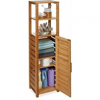 Estantería de Baño Relaxdays, 6 Estantes, Mueble Resistente a la Humedad, Color Marrón, Dimensiones: 119 x 33 x 25.5 cm