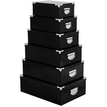 Conjunto de 6 cajas negras con esquinas metálicas de cartón - 5five