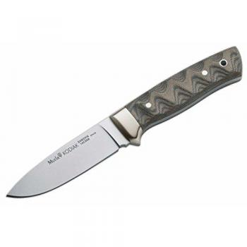 Cuchillo de Caza Muela KODIAK KODIAK-10G, Enterizo, Cachas Micarta Verde, Defensa Satinada, Funda Negra + Tarjeta Multiusos de Regalo