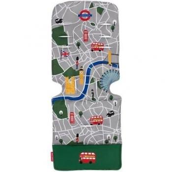 Maclaren colchoneta universal para asiento - London City Map, Accesorio de doble cara fácil de poner y quitar en todas las sillas de paseo tipo paraguas, Transpirable y lavable en lavadora
