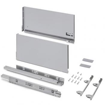 Cajón exterior Vertex 3D 60kg, altura 242mm, profundidad 450mm, acero pintado aluminio - Emuca