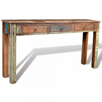 vidaXL Mesa Auxiliar de Madera reciclada con 3 cajones