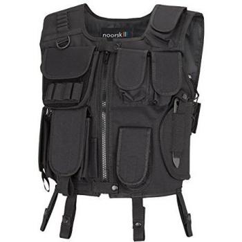 SWAT Chaleco táctico con texto en la espalda Incluye Holster y muchos bolsillos, negro