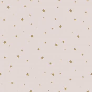 Papel pintado Estrellas Pequeñas Rosa Viejo y Oro - 0,53 x 10,05 m