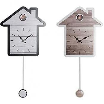 Reloj de Pared DKD Home Decor 32 x 5 x 56 cm Natural Blanco Plástico Casa Madera MDF (2 Unidades)