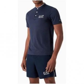 EA7 Men's Short Sleeve Polo - Dark Blue, Sportswear, Tennis/Paddle, Nylon