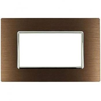 Placa de Lujo 4M en Metal Satinado Color Marrón Compatible con Bticino Axolute