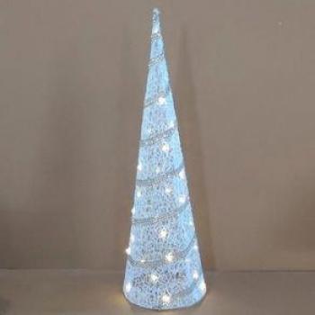 Cono de Navidad 30 luces LED 59 cm blanco