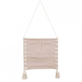 Colgante de Pared Happy Decor Kids Sky Shades Pockets 35x37.5 cm - Rosa y Beige - 100% Algodón Reciclado