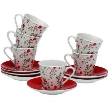 Juego de Tazas de Café Versa Corazones 6 Unidades Porcelana