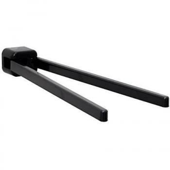 Toallero con dos paralelas a los extremos de los brazos móviles, de cuarto de baño, cuarto de baño toalla de soporte con 2 brazos, de plástico de colour negro, longitud de 45 cm