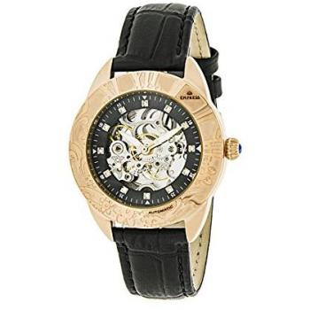Empress Godiva Women's Automatic Rose Gold Leather-Band Watch with Mother-of-Pearl Dial