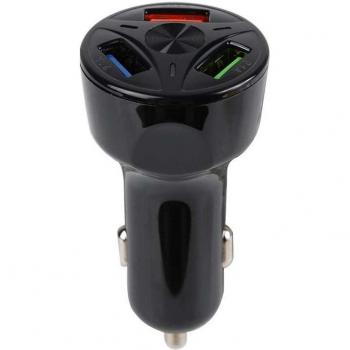 Cargador de coche USB inteligente portátil mini de plástico con carga rápida y 3 puertos para smartphone