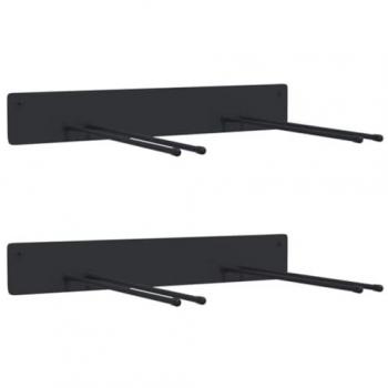 Wall Mounted Garden Tool Storage Racks - 2 pcs Black Steel - Durable & Space-Saving Organization