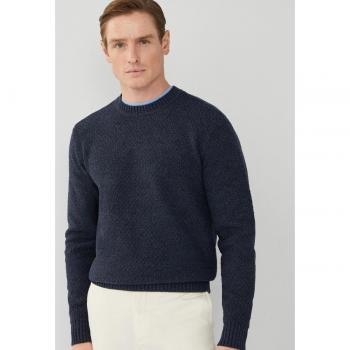 Jersey de hombre Hackett London en azul marino con cuello redondo y diseño Denim Crew