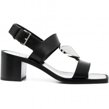 Alaia Women's Le Coeur High Heel Leather Sandals in Black | Size 36 (6 US) | AA3S094CK122
