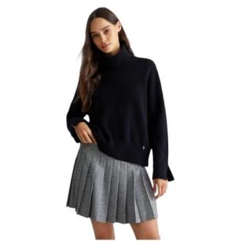 Liu Jo Women's Black Wool Turtleneck Sweater Regular Fit Size M