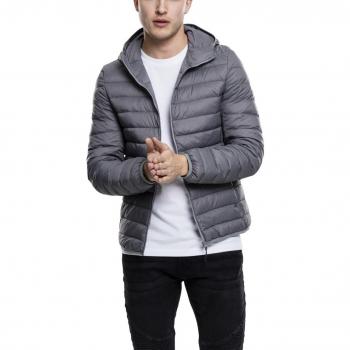 Urban Classics Essential Gray Hooded Down Jacket for Men Size M