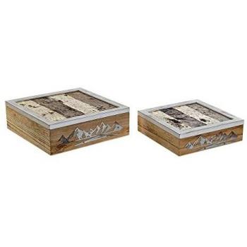 Pack 2 cajas de madera y MDF DKD Home Decor