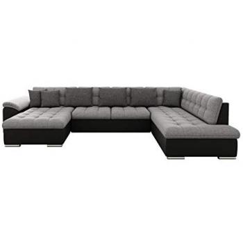 Sofá rinconero Comfivo 141, gris, con función de descanso y caja de ropa de cama, dimensiones 348x205x76cm