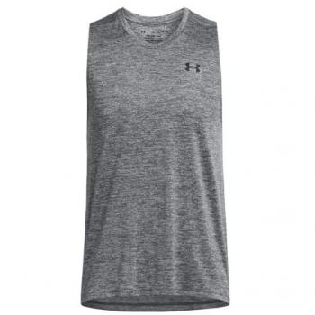 Camiseta Sin Mangas Under Armour UA Tech para Hombre, Color Gris Brezo/Blanco