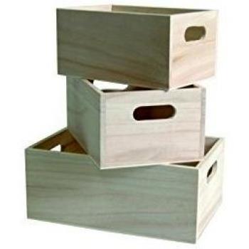 Artemio - Cajas escalares de madera de 3 piezas, beige