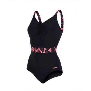 Speedo Sculpture Crystalshine – Bañador de – negro/Psycho Rojo/Natación, Color Gris, talla 32