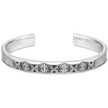 Thomas Sabo Sterling Silver Faceted Bangle with Black Stones - Unisex, Size 19cm