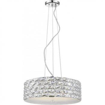 Lámpara colgante Aruba de 6 bombillas, diámetro de 32 cm, acabado en cristal cromado, compatible con luces LED