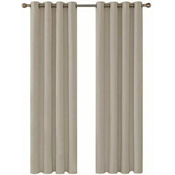 Deconovo Cortinas Opacas de Ventana con Ojales Aislamiento Térmico 2 Paneles 132 x 242 cm Beige Oscuro