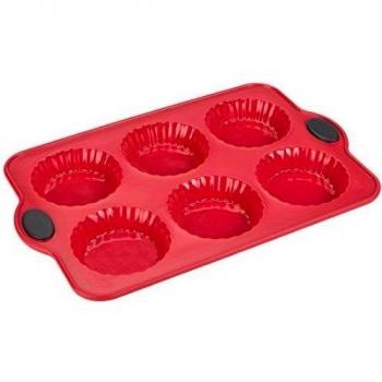 Levivo - Molde de Horno de Silicona para 6 pastelitos, 34.5 x 21.5 cm, Color Rojo