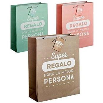 dcasa - Pack 3 Bolsas papel L super regalo