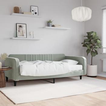 Sofá cama con colchón de terciopelo gris claro 100x200 cm