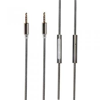 Muvit MUAUC0026 - Cable Audio, cordón Color Gris de 3.5 mm, con micrófono