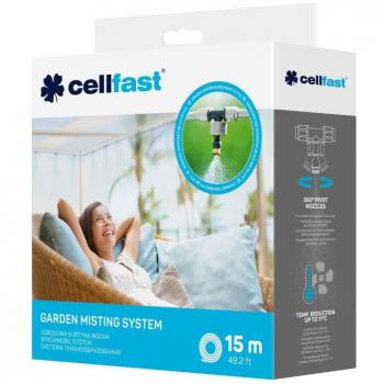 Cellfast cortina de agua 15m - Set de nebulización/climatización para exterior, longitud de 15 metros, ideal para crear un ambiente fresco en terrazas y jardines, fácil instalación, material resistente a la intemperie