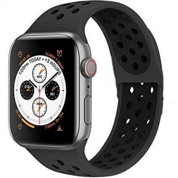 VIKATech Compatible con Apple Watch Correa 44mm 42mm, Correa Deportiva Reemplazo clásico de Silicona Suave Transpirable para iWatch Series 5/4/3/2/1, M/L, Carbón/Negro