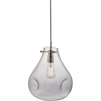 Plafón Utopia 1 bombilla, vidrio transparente y acero con acabado en cromo