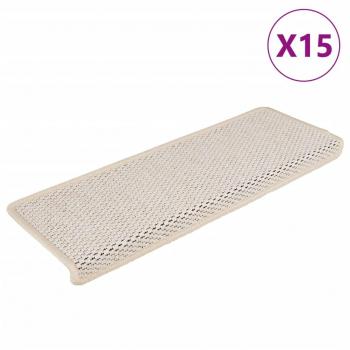 Alfombra Autoadhesiva para Escaleras Sisal Aspecto 15 PC 65x21x4 cm Crema