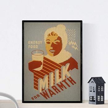 Cartel Vintage Educacional Leche para el Calor - Tamaño A3 Sin Marco